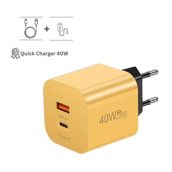 Fast Charger EU Kit 40W PD + 3 in 1 cable